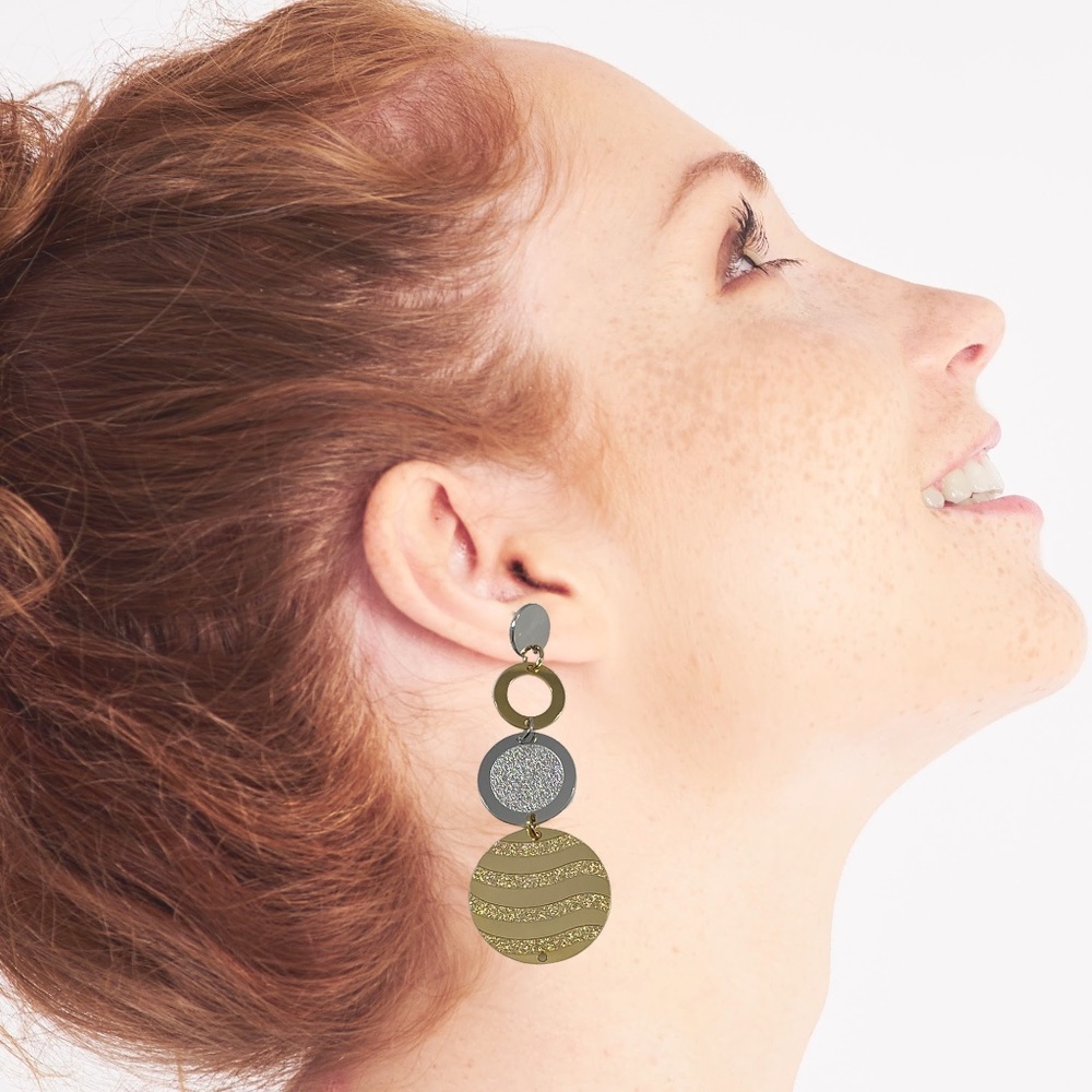 Stainless Steel Stud Post Long Dangle Earrings